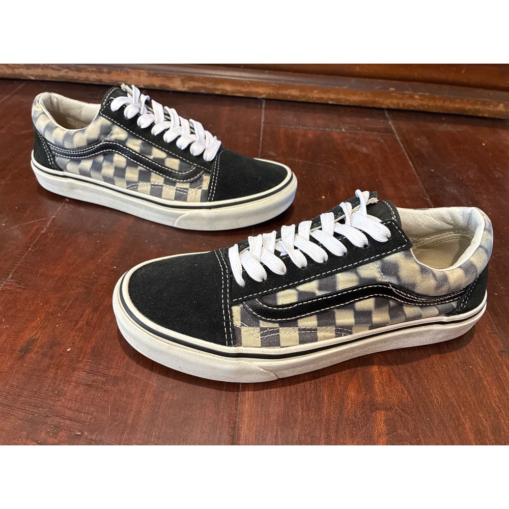 Vans Old Skool Sneakers Unisex Mens 7 Womens‎ 8.5 Black Blur Checkerboard 721277